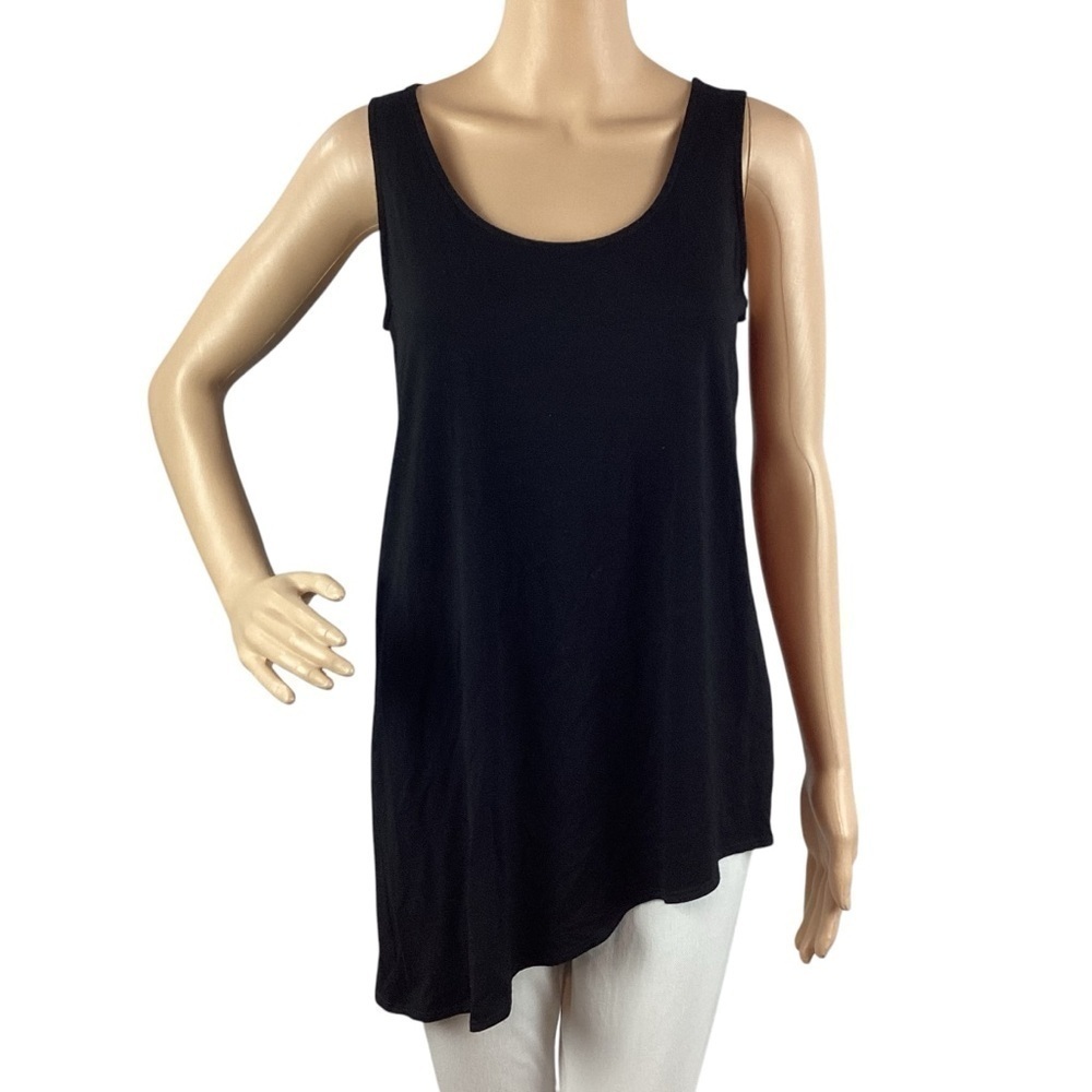 Eileen Fisher Asymmetric Hem Viscose Blend Tank Top Size S Black